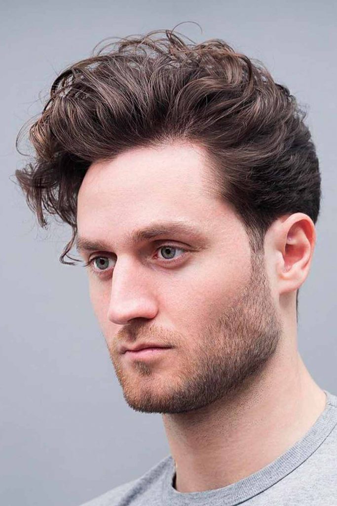 Brushed Back Medium Curly Hair