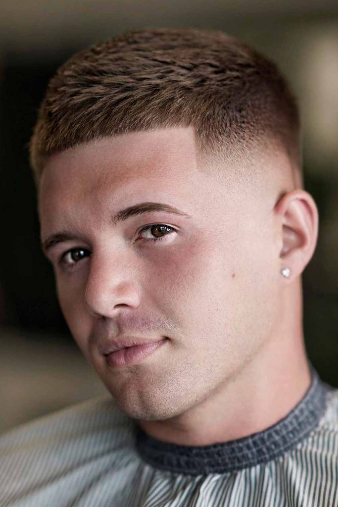 Blunt Crew Cut With High Fade And Texture