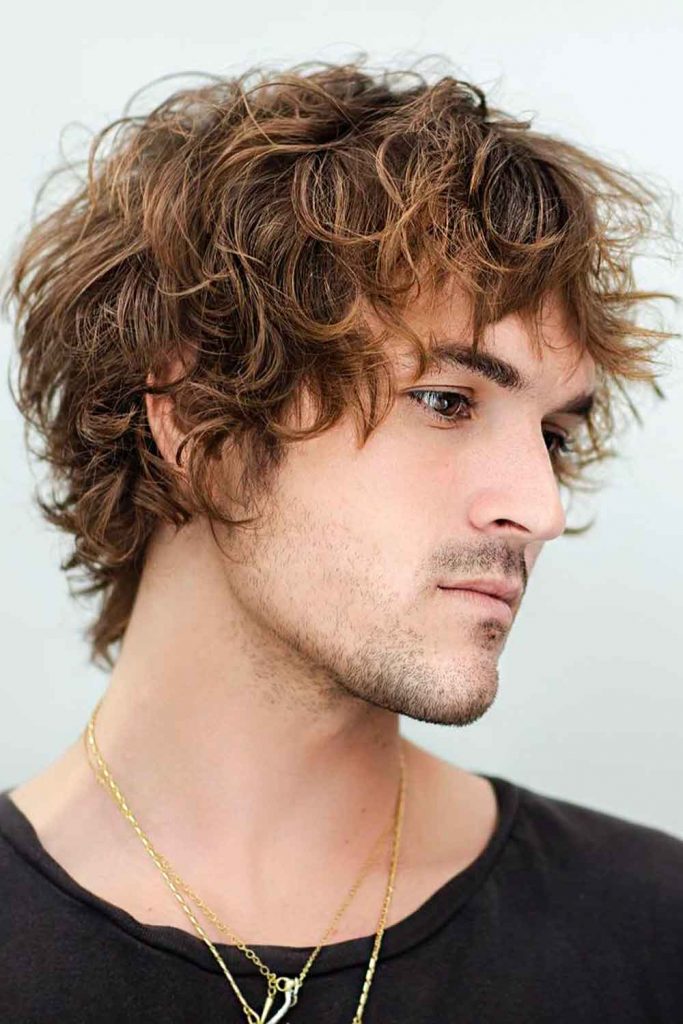 Layered Medium Curly Mens Hairstyles