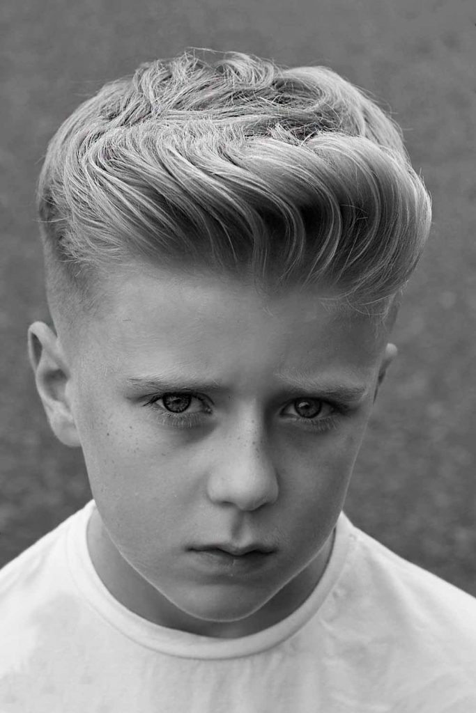 Neat Push Back With Faded Sides #boyshaircuts #kidshaircut #boyhaircuts