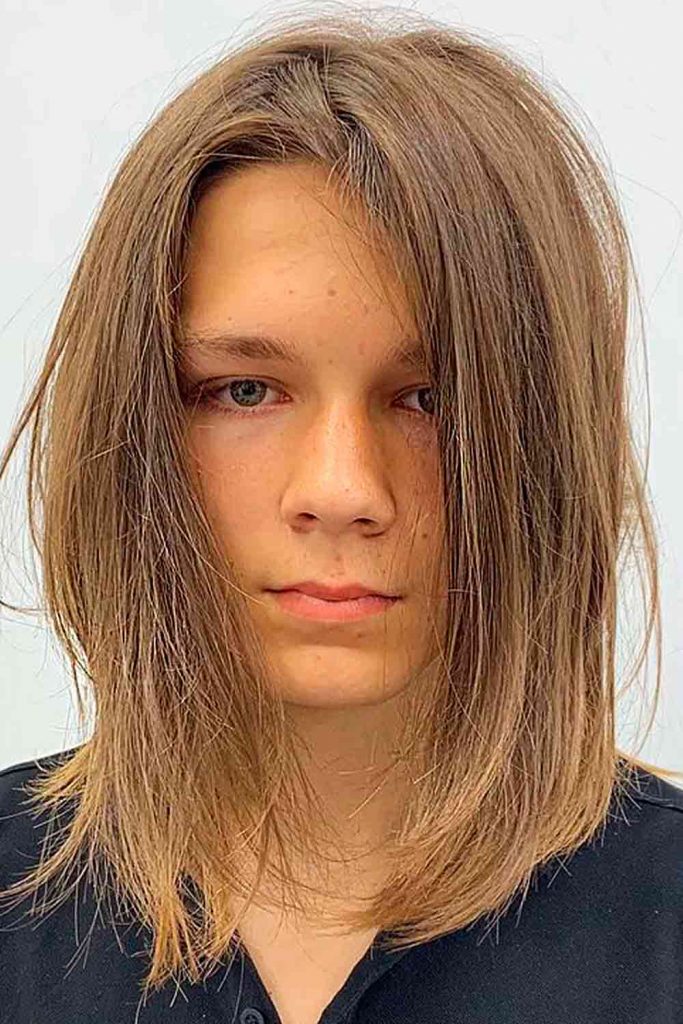 Shoulder Length Boys Straight Haircut #boyslonghaircuts #longhaircutsforboys #boyslonghairstyles