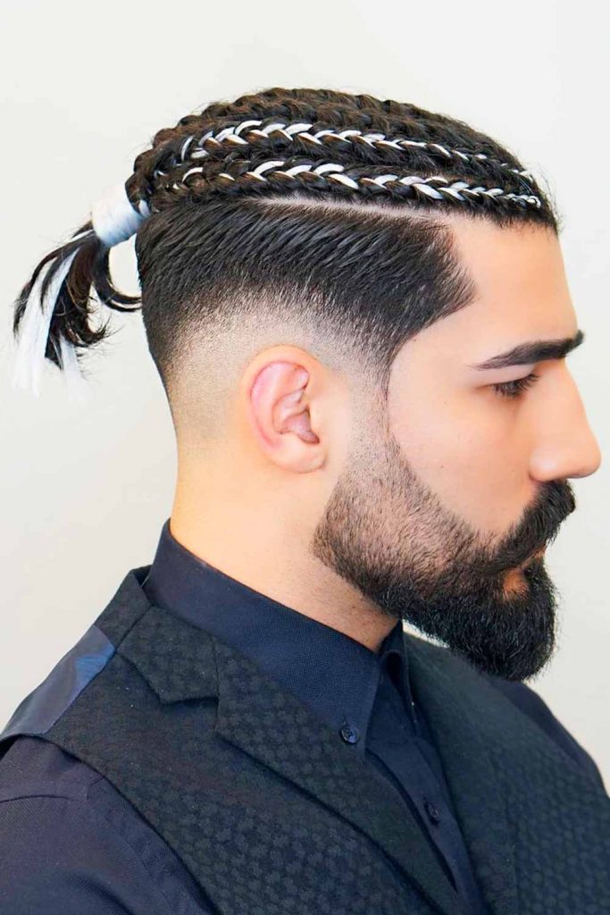 Braided Top Low Fade #longhairstylesformen #menslonghairstyles #longhairmen #menwithlonghair