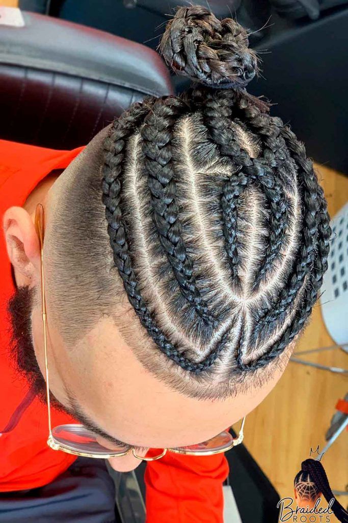 Fade Man Bun Braids #manbunbraids #braidedmanbun