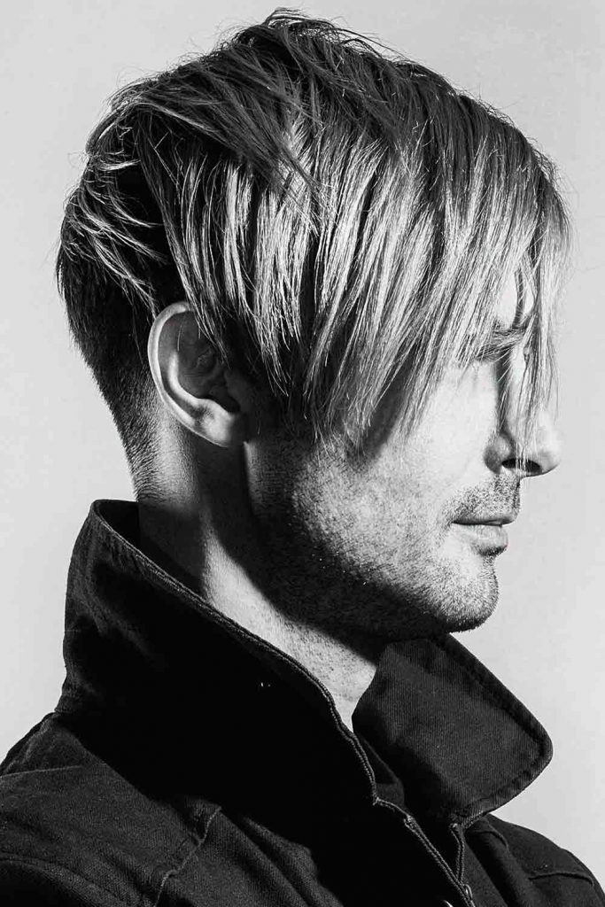 Layered Side Bang #mediumhairmen #mediumhaircutsformen #mensmediumhairstyles #mediumlengthhairstylesformen