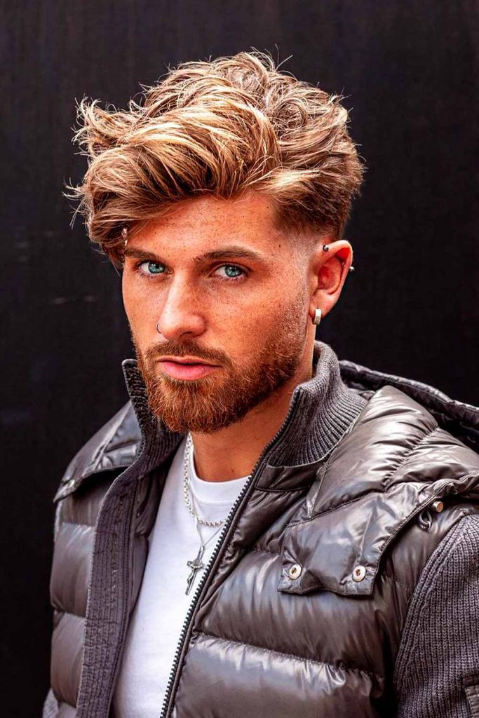 Side Parted Wavy Mid Length Haircuts Men #mensmediumhaircuts #mediumlengthhairstylesformen #mensmediumhairstyles