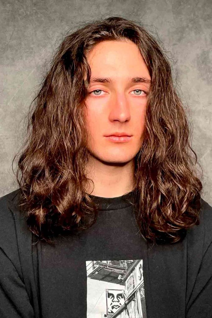 Wavy Hair Middle Part #longhairstylesformen #menslonghairstyles #longhairmen
