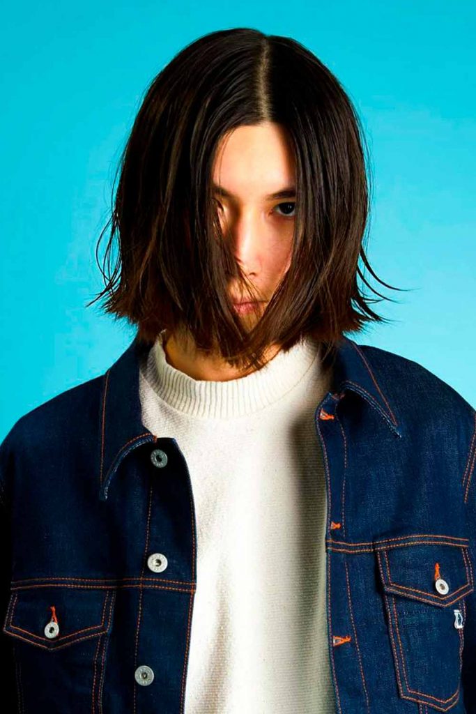 Straight & Parted Chin Length Bob #longhairstylesformen #menslonghairstyles #longhairmen