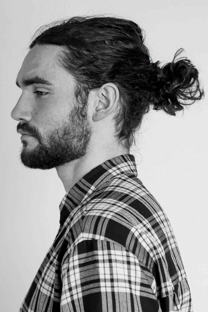 Thin Bun Long Hair Styles For Men #longhairstylesformen #menslonghairstyles #longhairmen