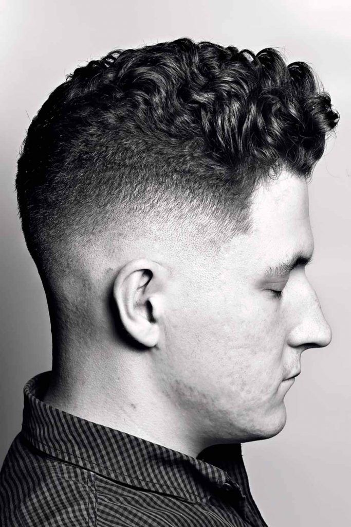 Faded Sides And Slicked Back Top #curlyhairmen #shortcurlyhairstyles #curlyhairstylesformen