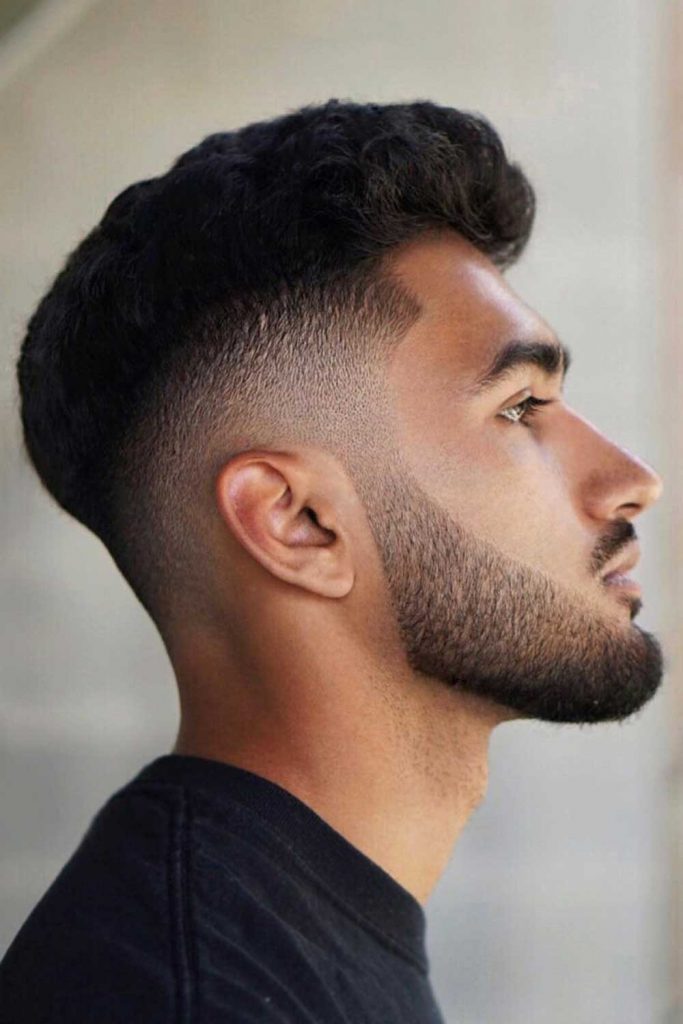 Slicked Back Curly Taper Fade Haircut #taperfadecurlyhair #taperfade #curlyhair #taper #fade