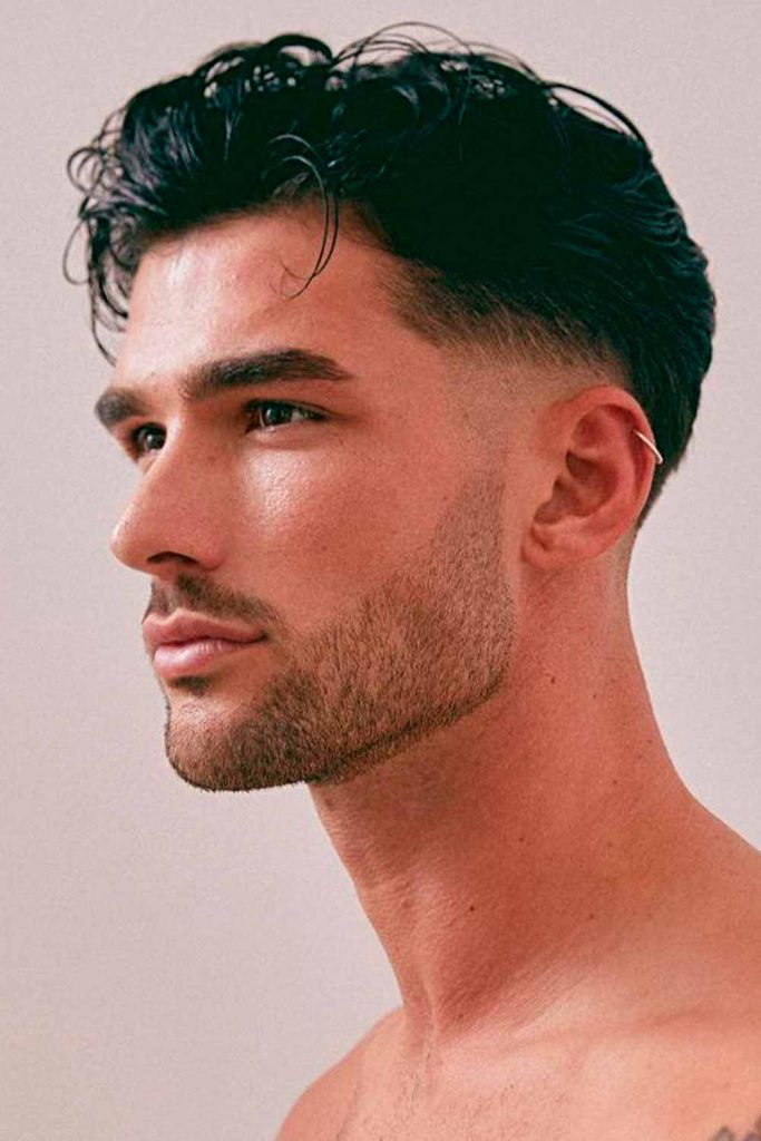 Wavy Fringe + Fade Haircut #wavyhairmen #wavyhairstylesformen #haircutsforwavyhair